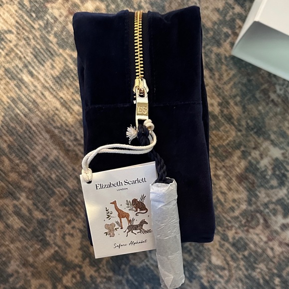 Elizabeth Scarlett Navy Velvet Makeup Bag - Picture 2 of 4